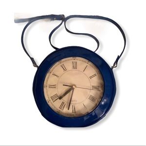 VINTAGE RARE ROYAL BLUE QUARTZ CLOCK CROSSBODY BAG